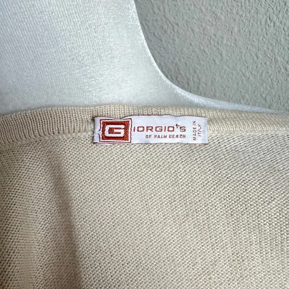 Giorgio's of Palm Beach Cashmere Silk Cardigan Women's 44 US M Off White Sweater